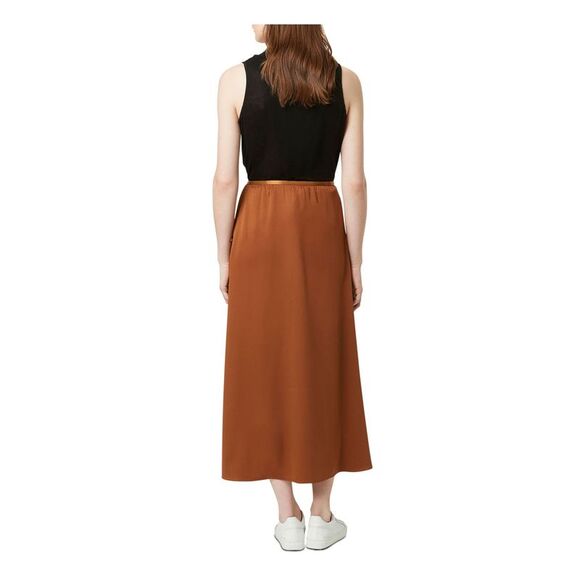 FRENCH CONNECTION Womens Wrap Tea-Length Skirt Brown Drapped Front Juniors M - Picture 2 of 2
